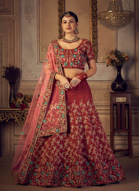 Embroidered Silk A - Line Lehenga - L1756