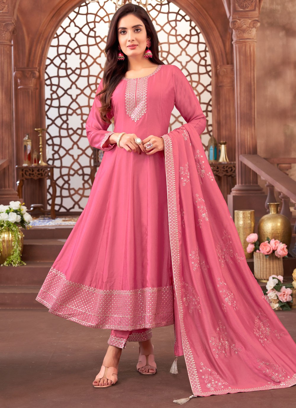 Embroidered Silk Salwar Suit - T4284