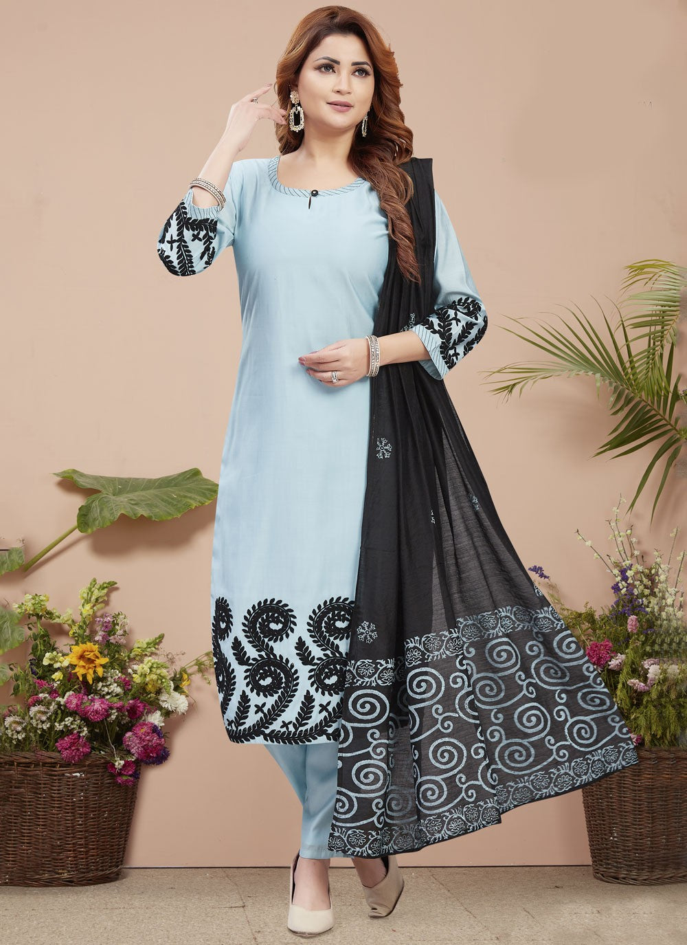 Embroidered Silk Salwar Suit - T4327