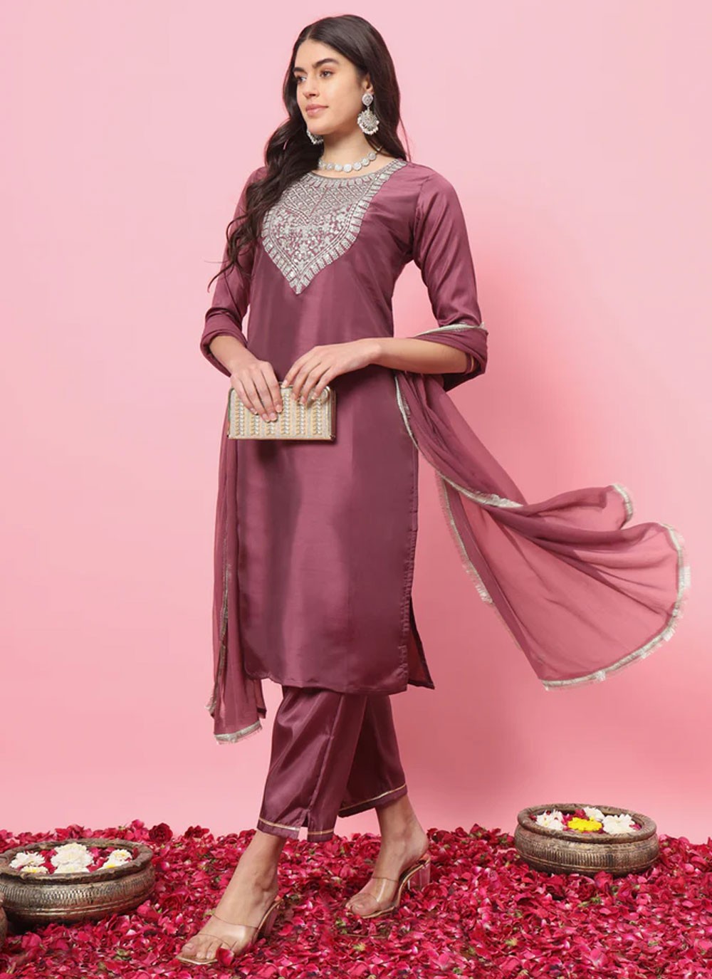 Silk Blend Salwar Suit - T2434