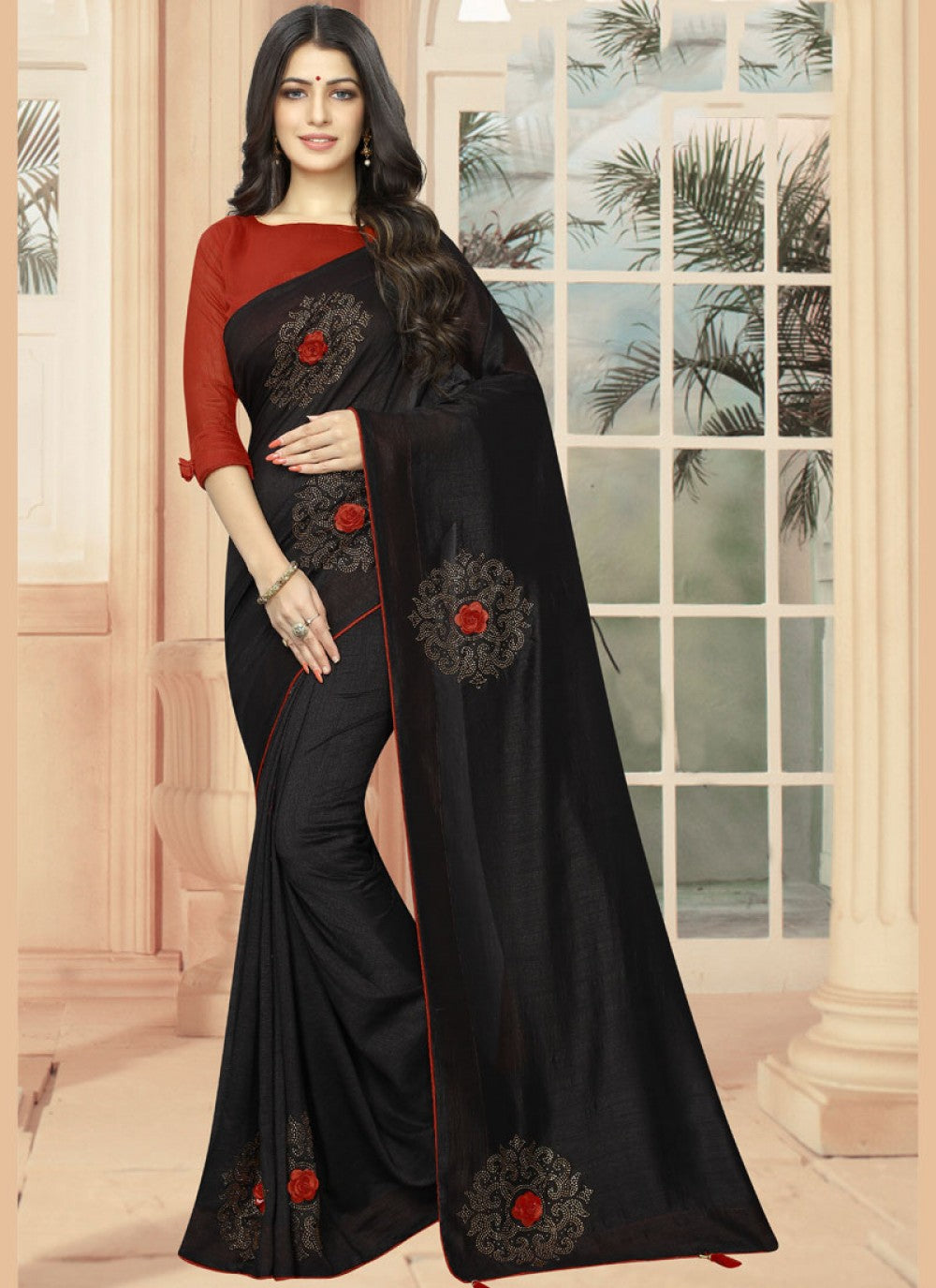 Classic Embroidered Silk Saree - S0224