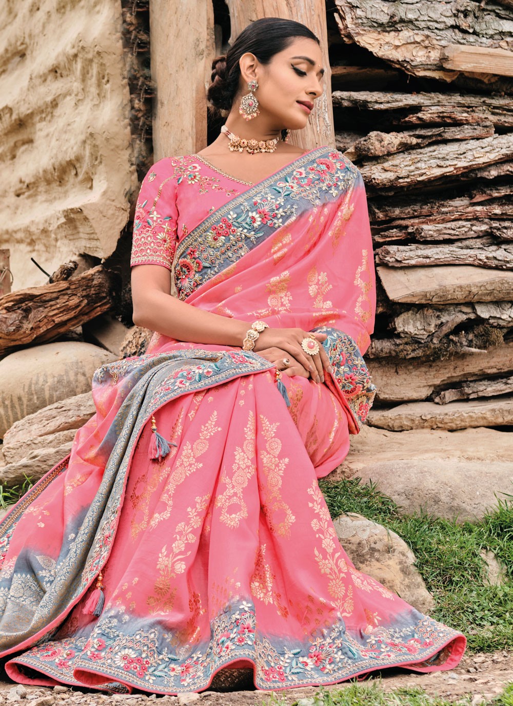 Classic Embroidered Silk Saree - S4410