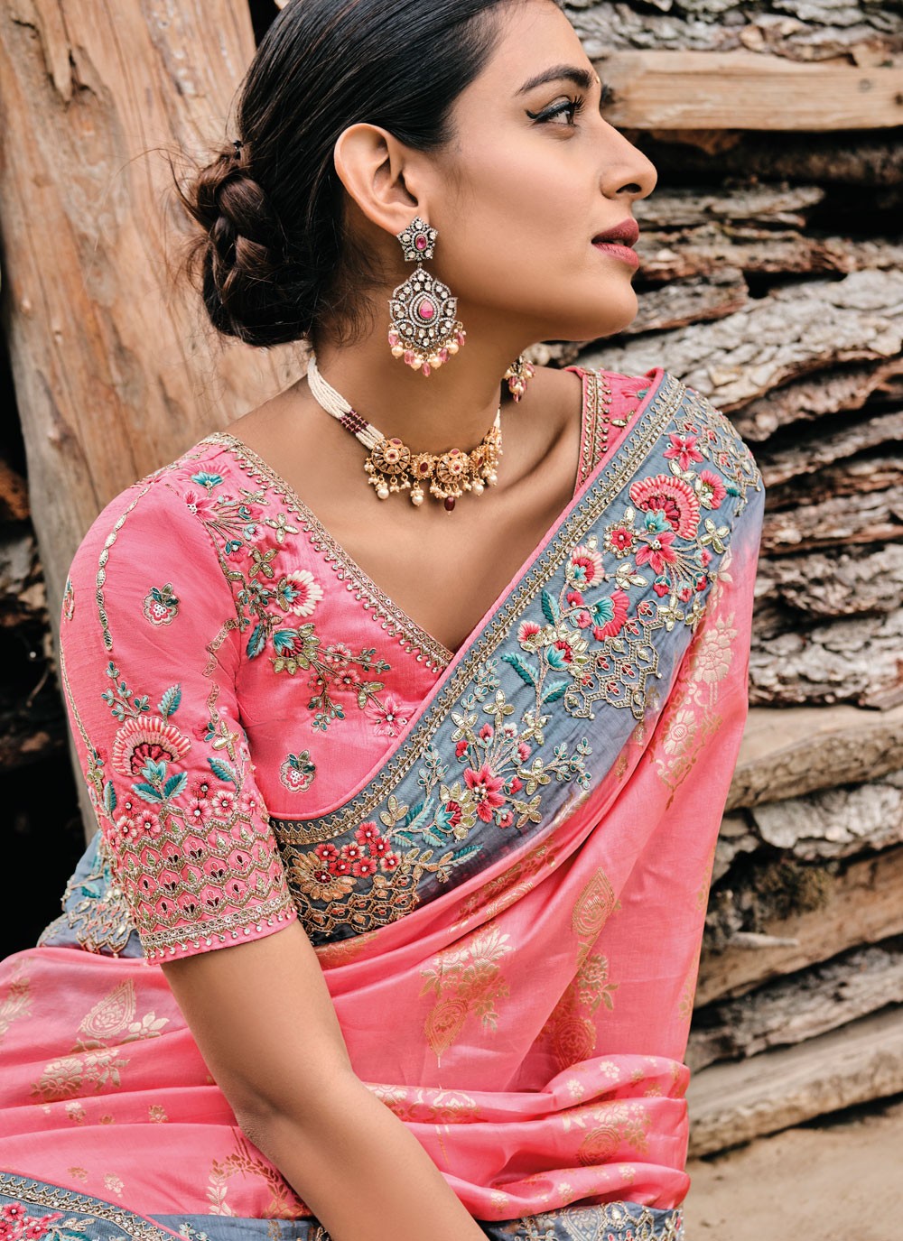 Classic Embroidered Silk Saree - S4410