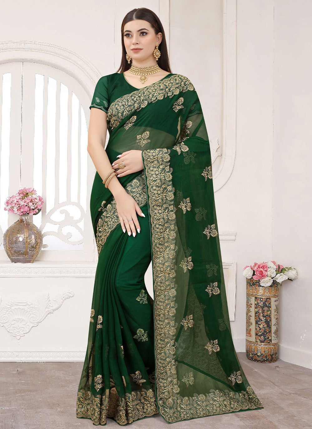 Classic Embroidered Silk Saree - S2059