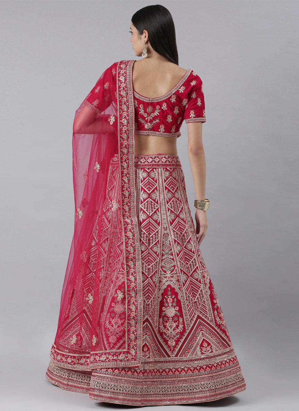 Embroidered Silk A - Line Lehenga - L0709