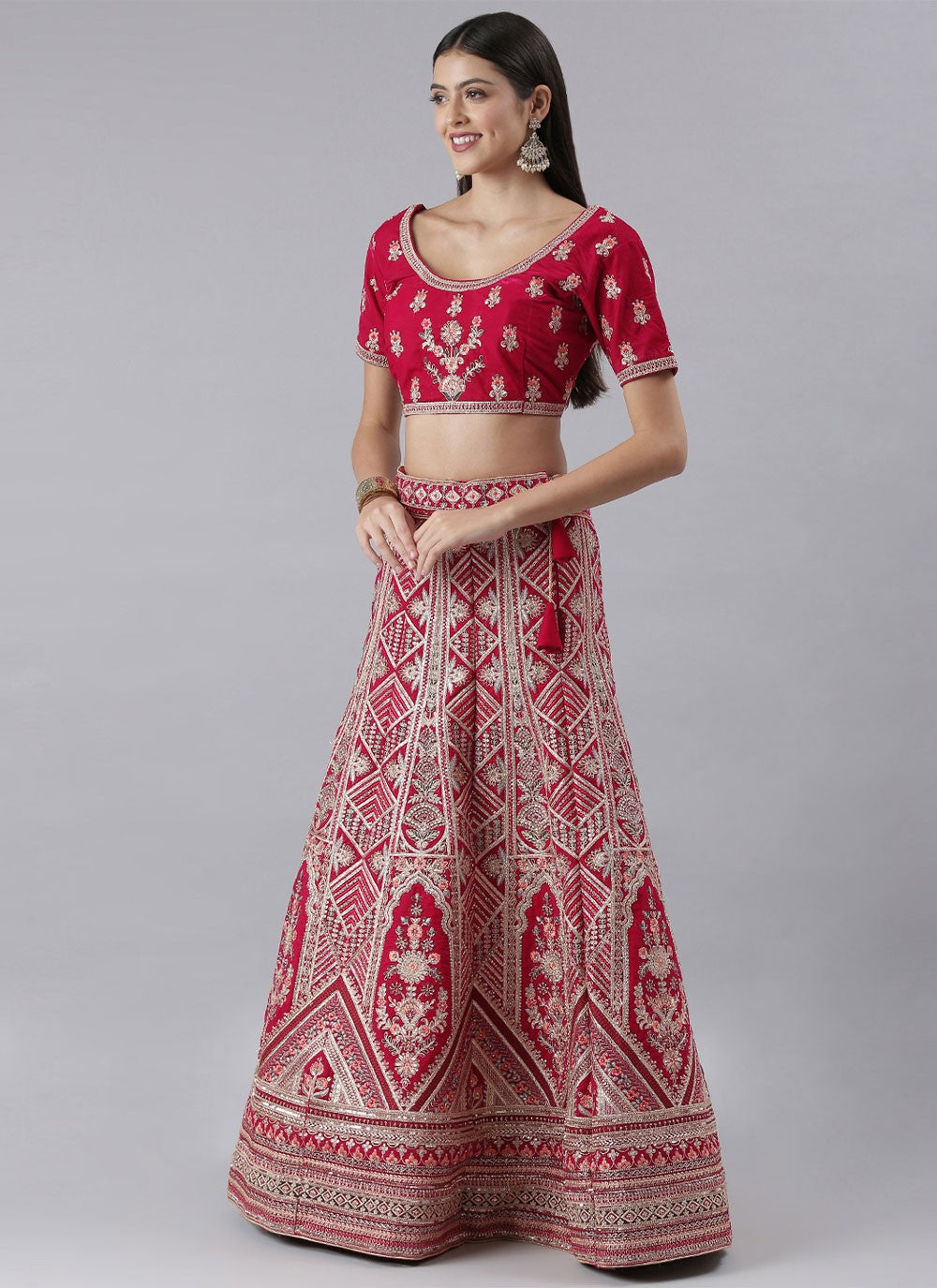 Embroidered Silk A - Line Lehenga - L0709