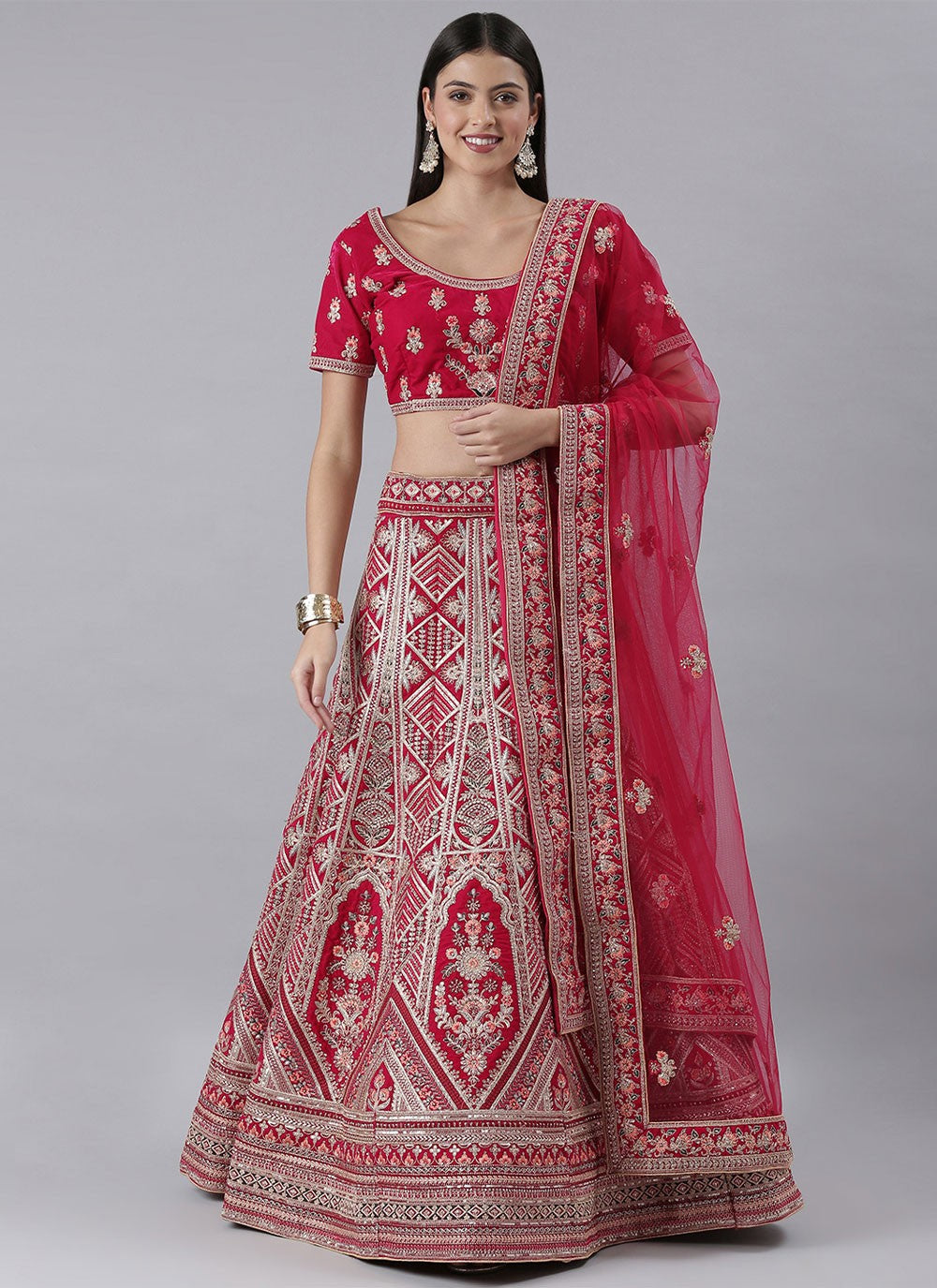 Embroidered Silk A - Line Lehenga - L0709