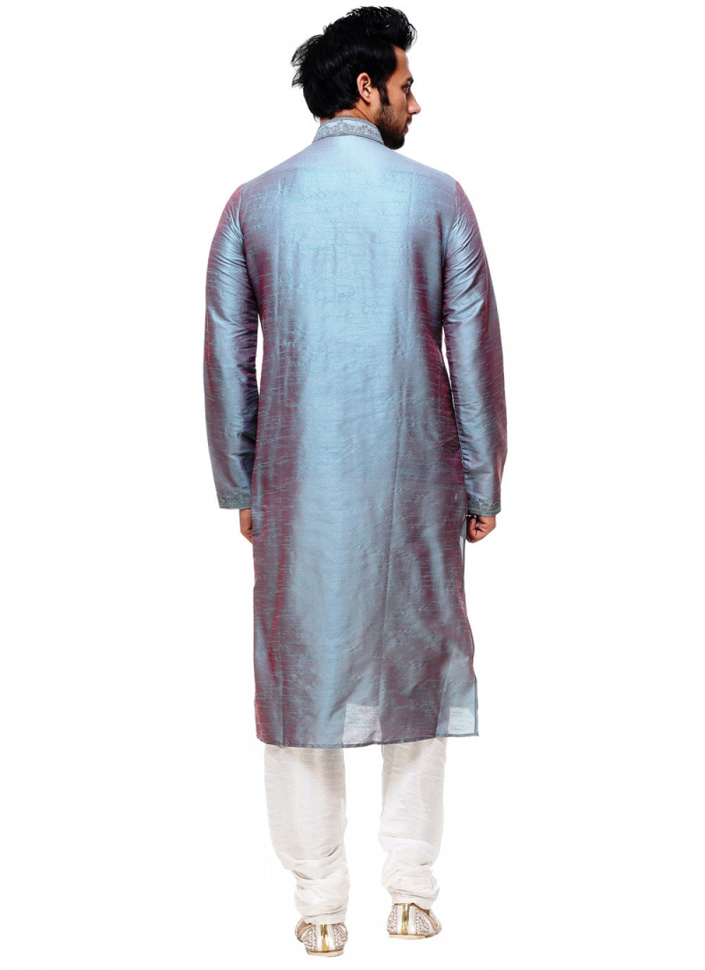 Embroidered Silk Turquoise Kurta Pyjama - M1028