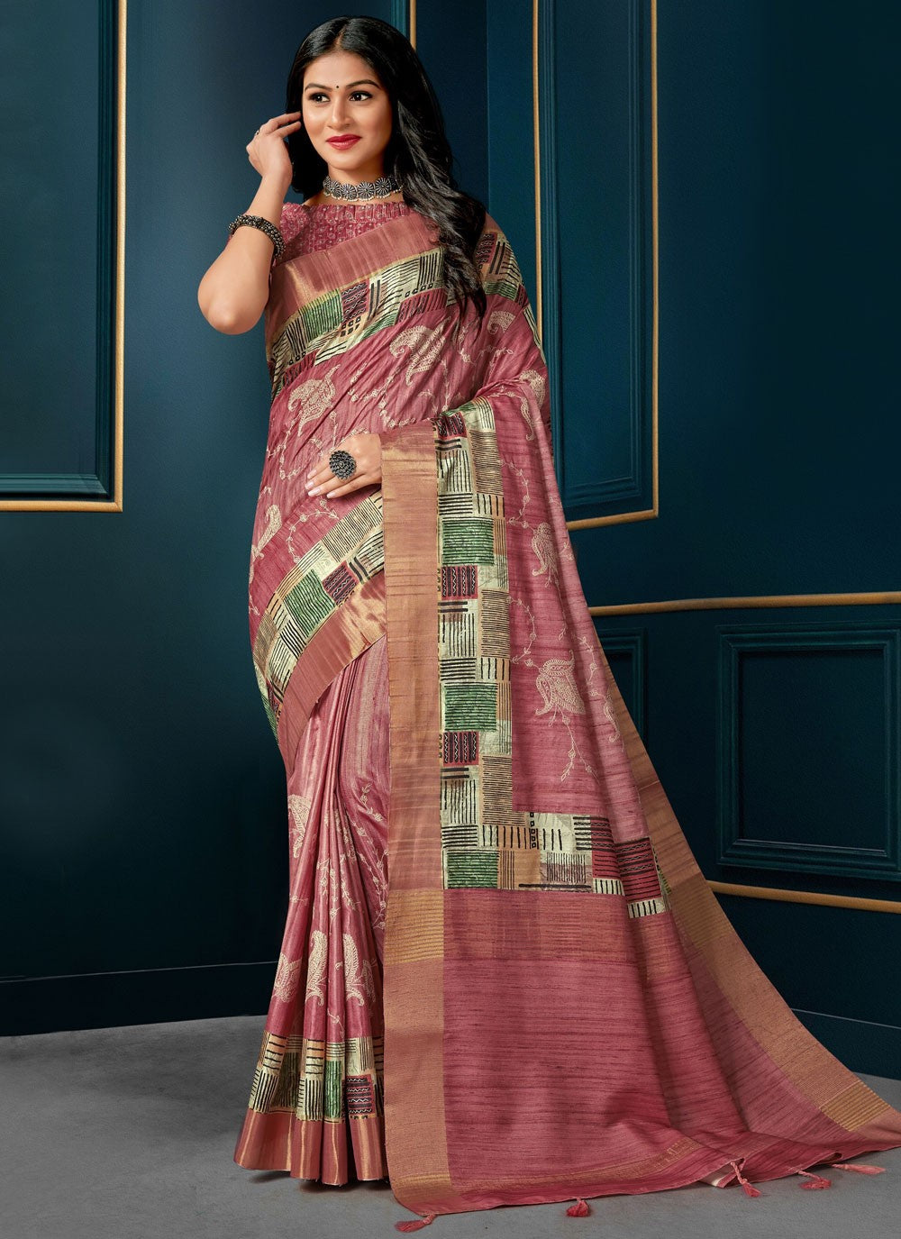 Classic Digital Print Silk Saree - S4691