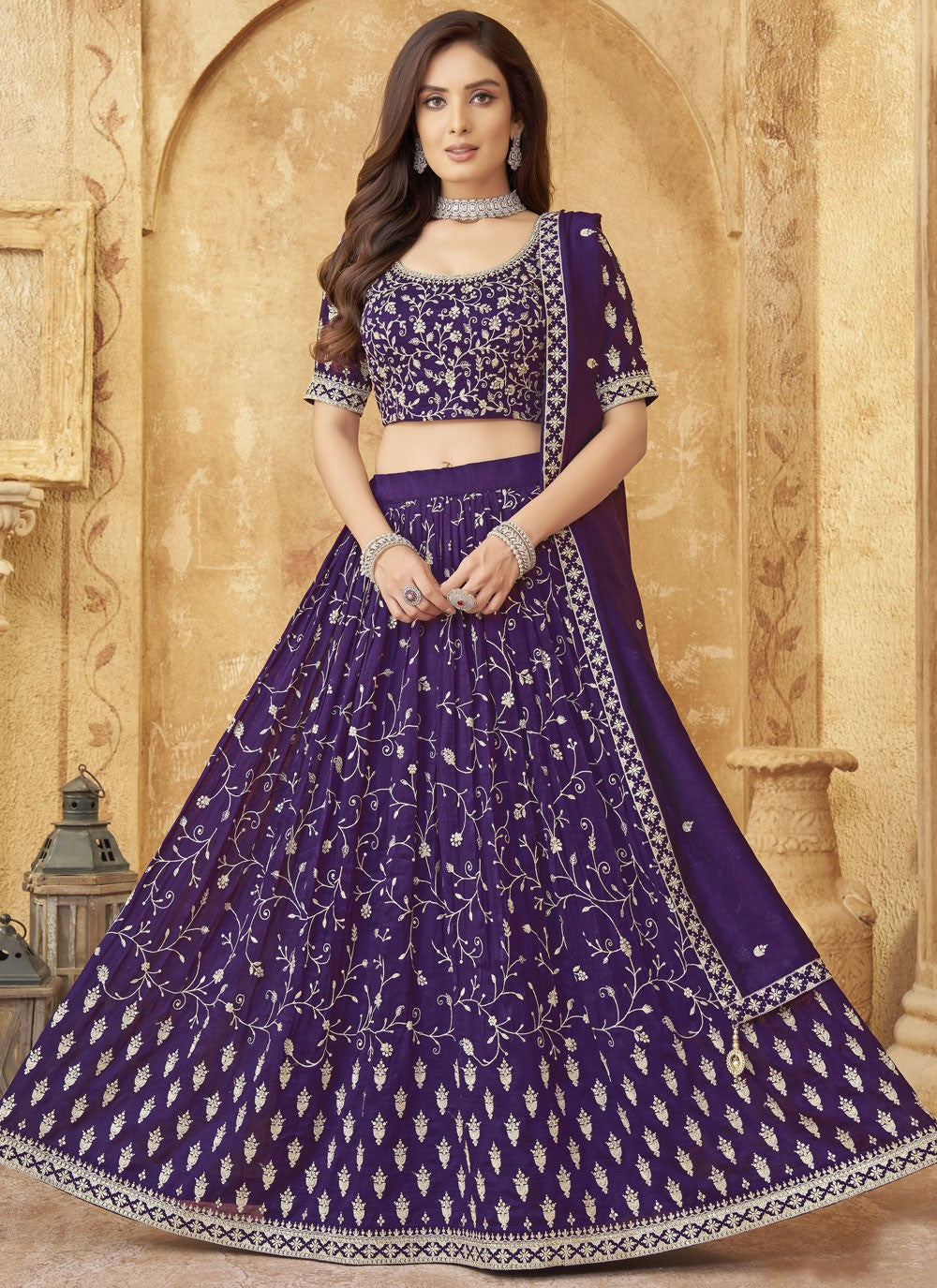 Weaving Zari Silk Readymade Lehenga Choli - L3016