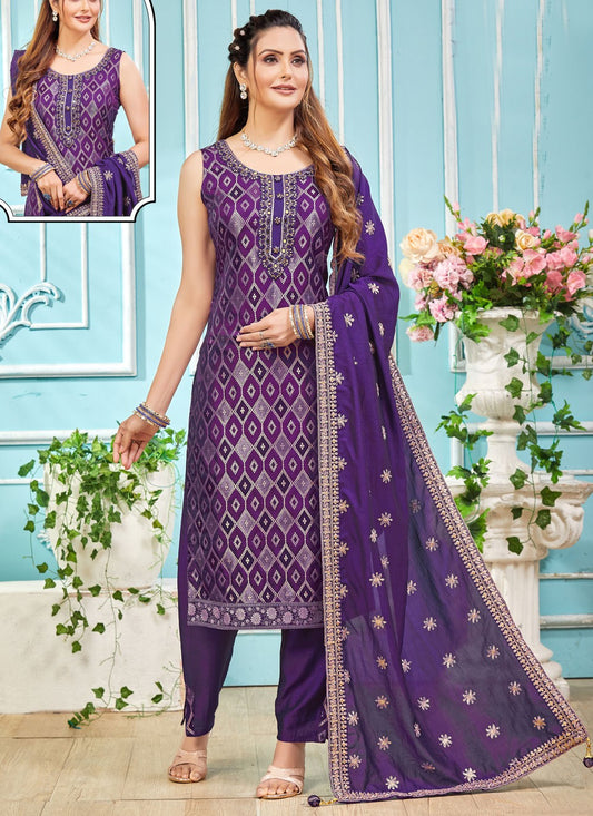 Embroidered Silk Salwar Suit - T4329