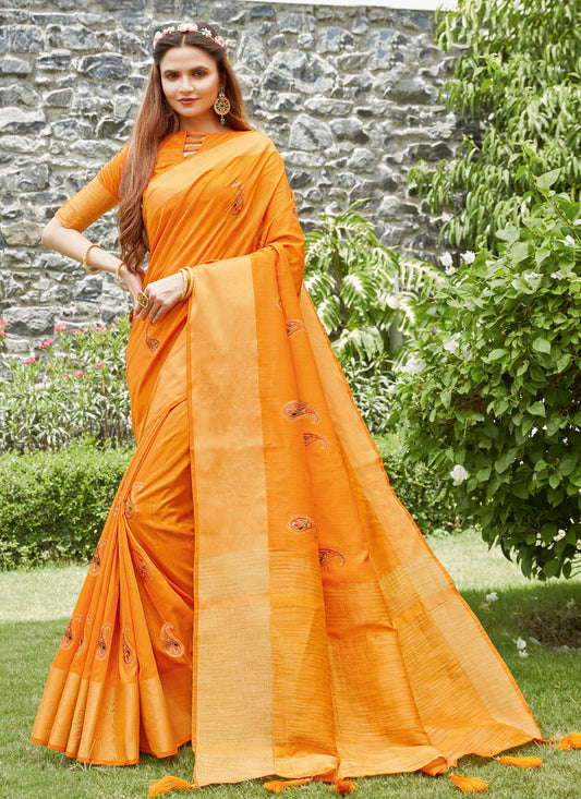 Traditional Embroidered Silk Saree - S0667