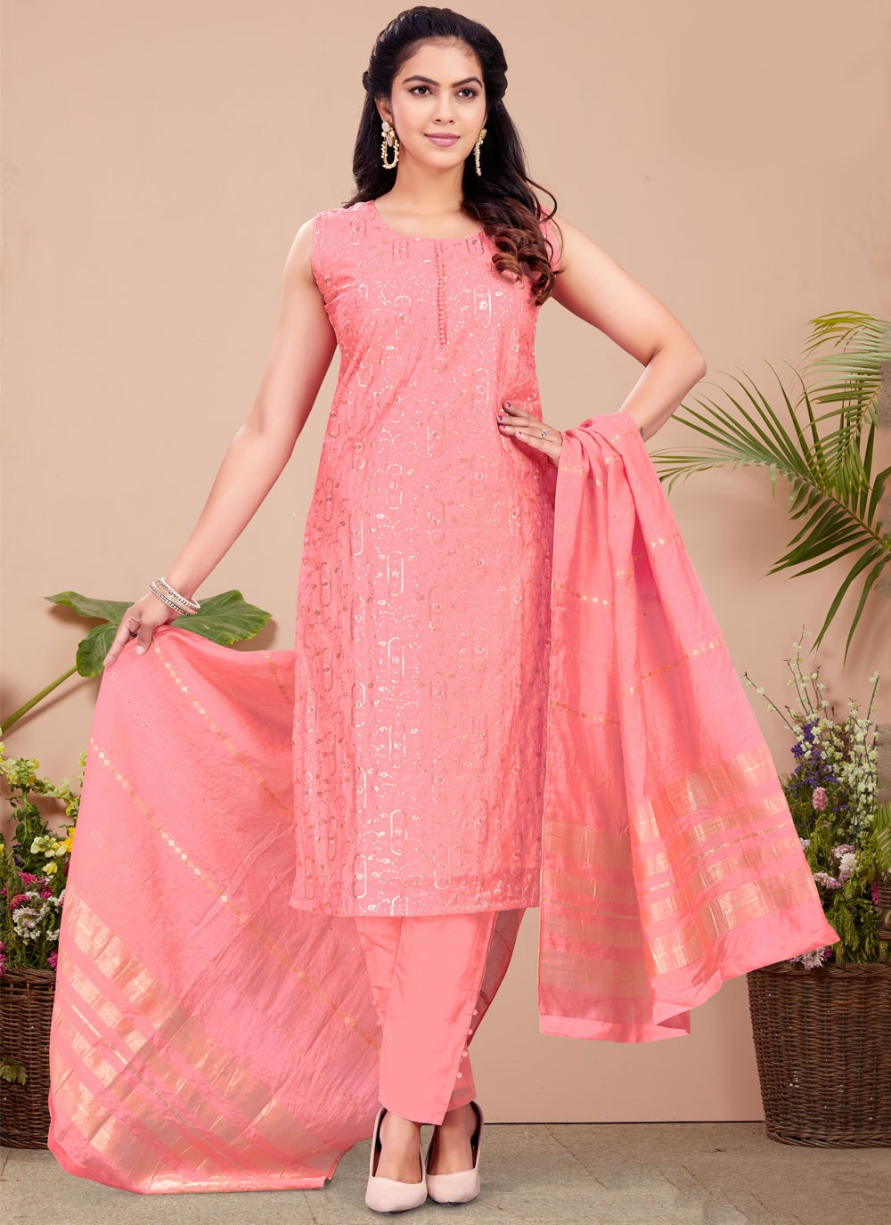 Embroidered Silk Salwar Suit - T4336