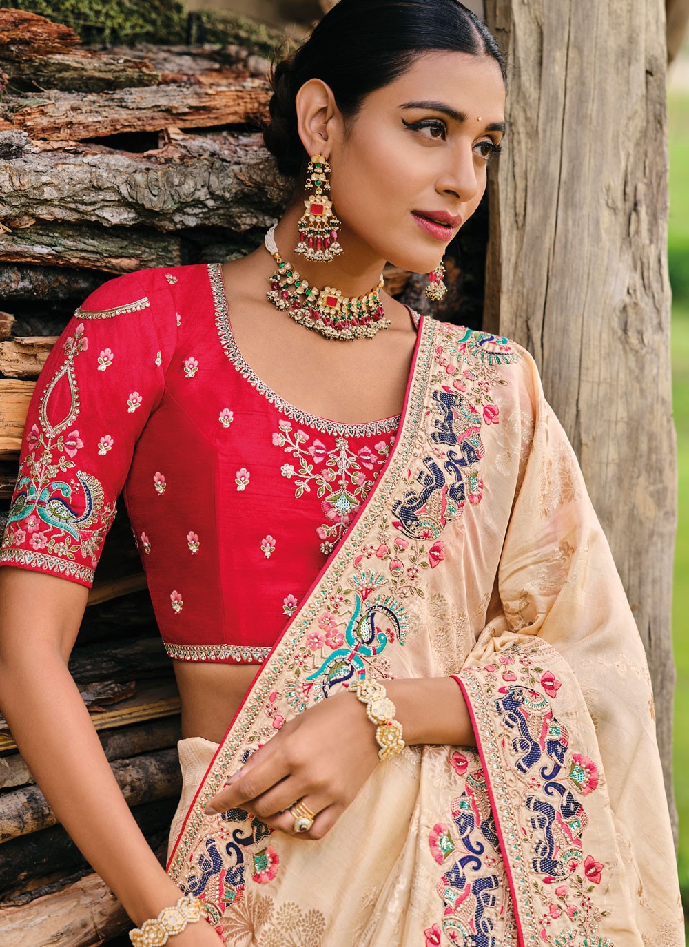 Classic Embroidered Silk Saree - S4410