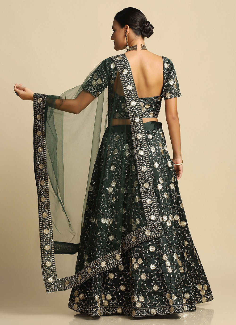 Embroidered Tafeta Silk A - Line Lehenga - L1049