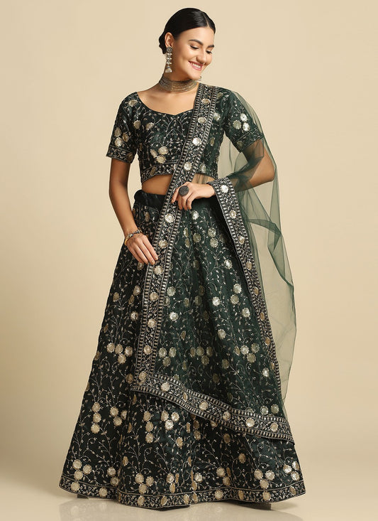 Embroidered Tafeta Silk A - Line Lehenga - L1049