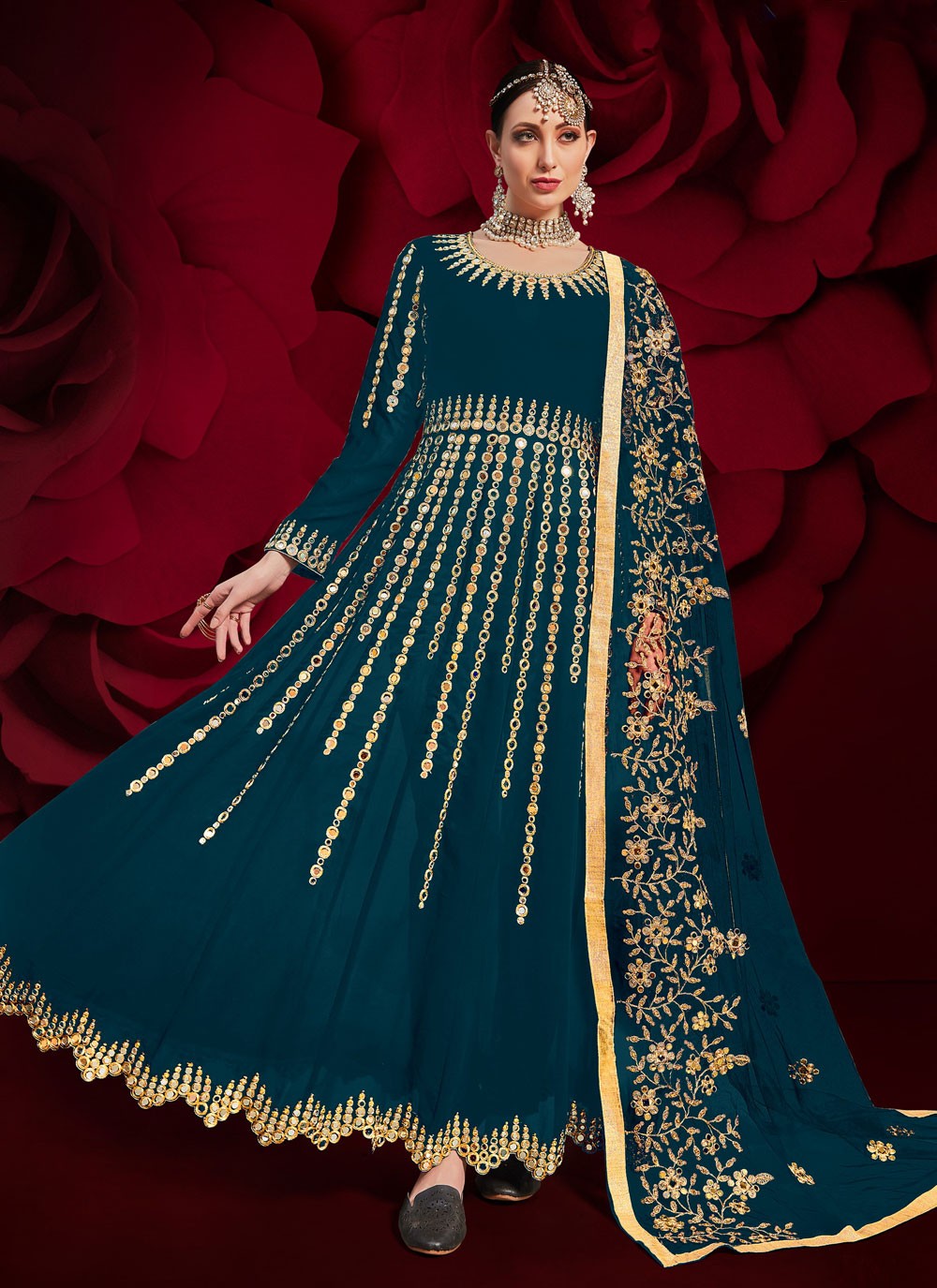 Faux Georgette Floor Length Anarkali - T197