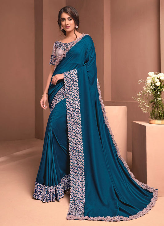 Contemporary Embroidered Georgette, Silk Saree - S4667