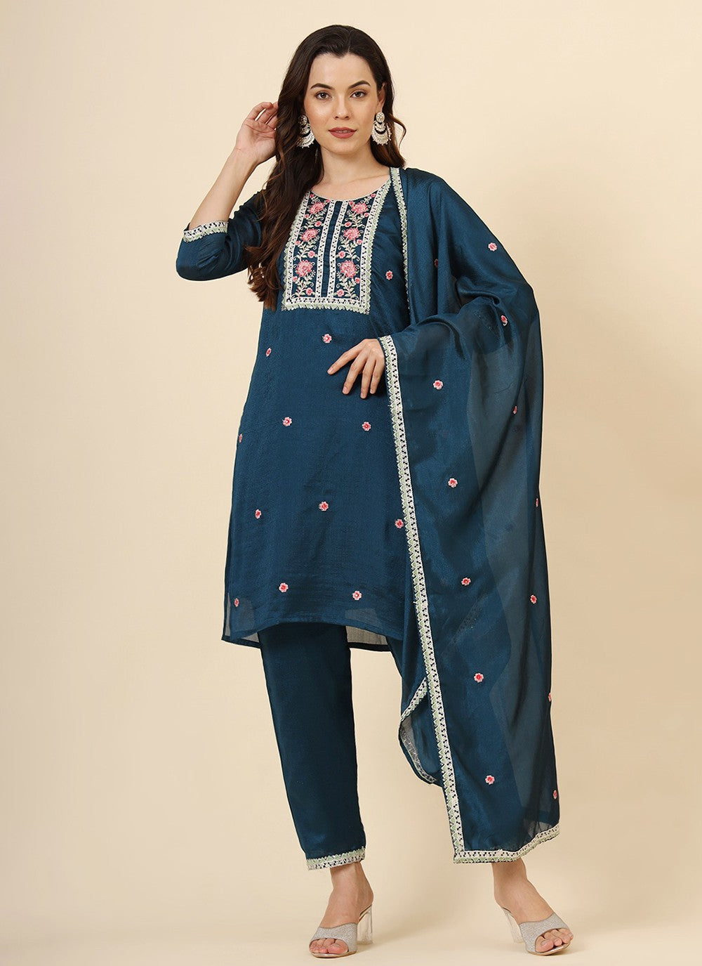 Vichitra Silk Pant Style Suit - T3471