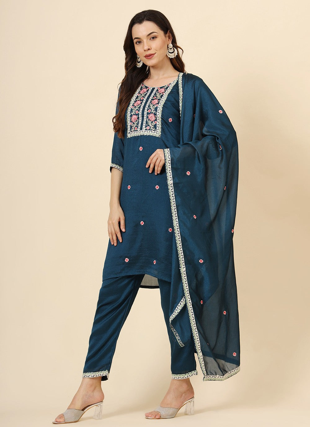 Vichitra Silk Pant Style Suit - T3471