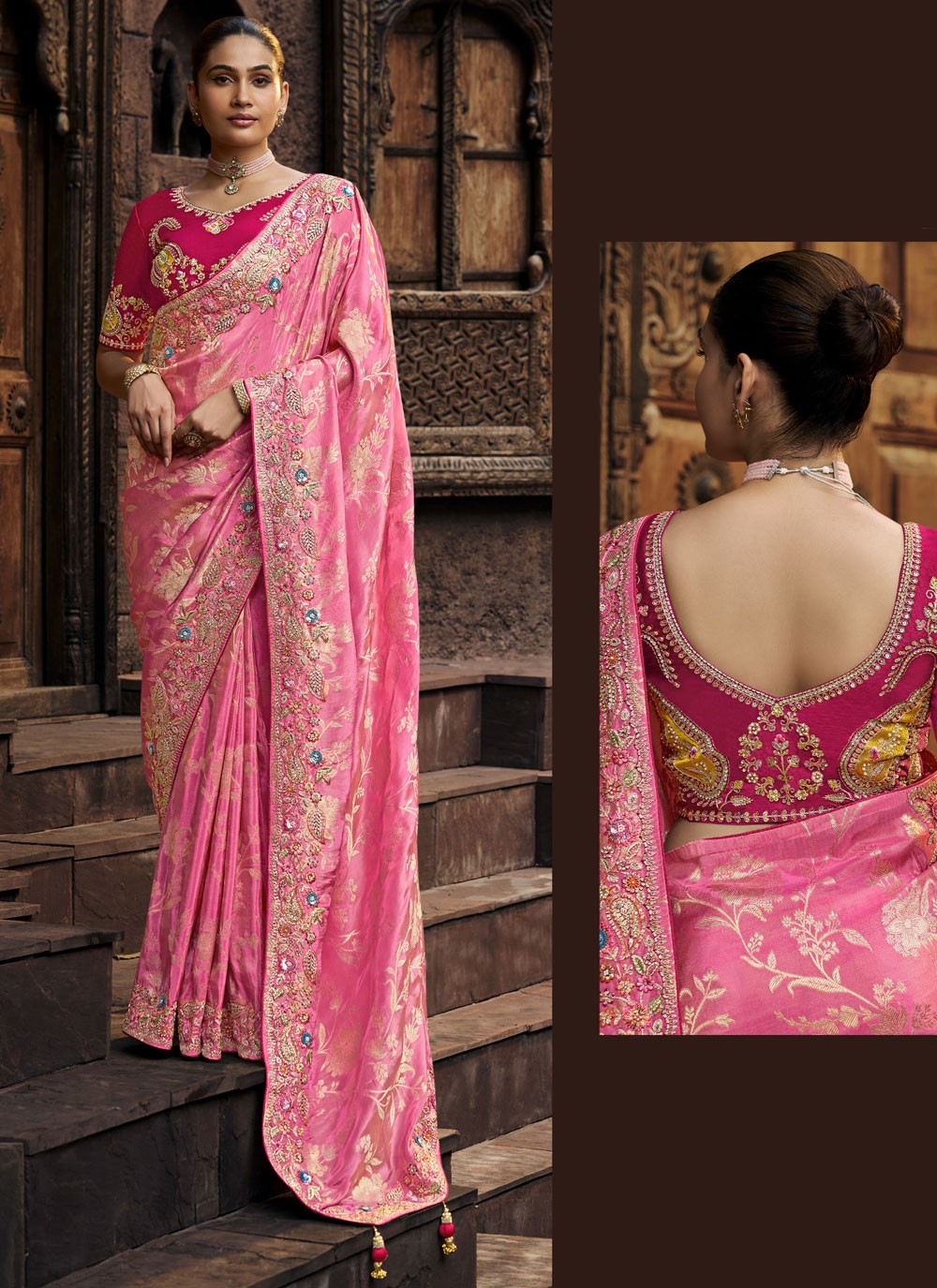 Classic Embroidered Tissue, Viscose Saree - S9502