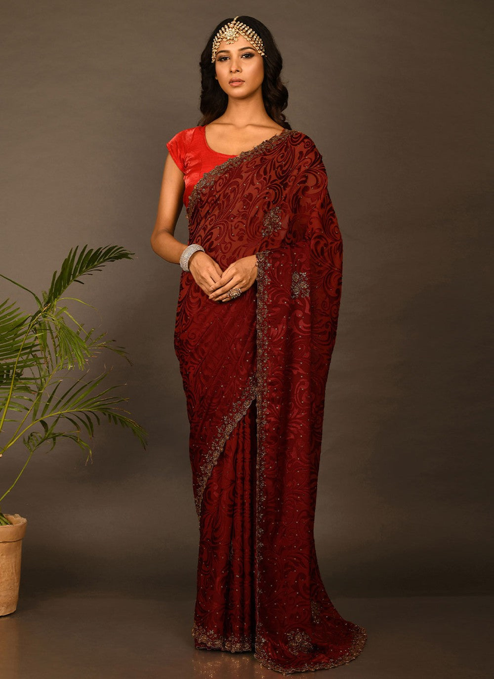 Trendy Embroidered Kanchipuram Silk Saree - S1707