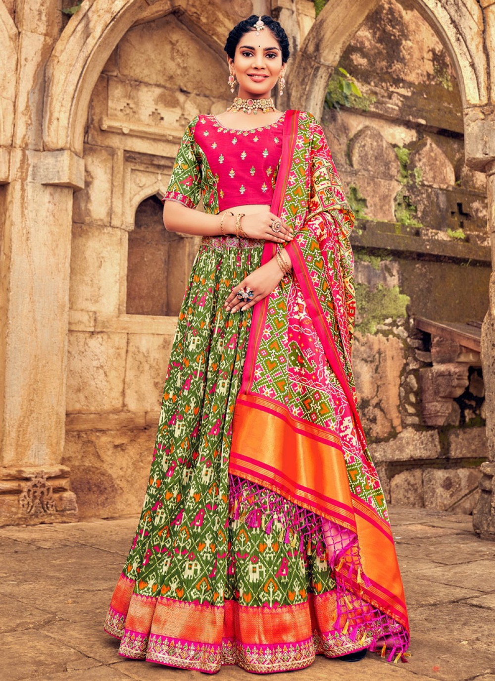 Embroidered Silk A - Line Lehenga - L0647