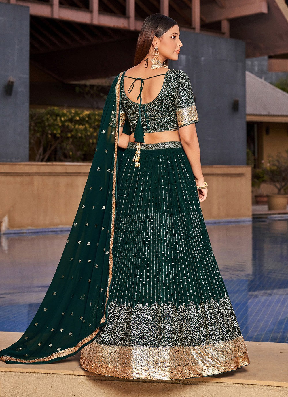 Embroidered Georgette A - Line Lehenga - L1528