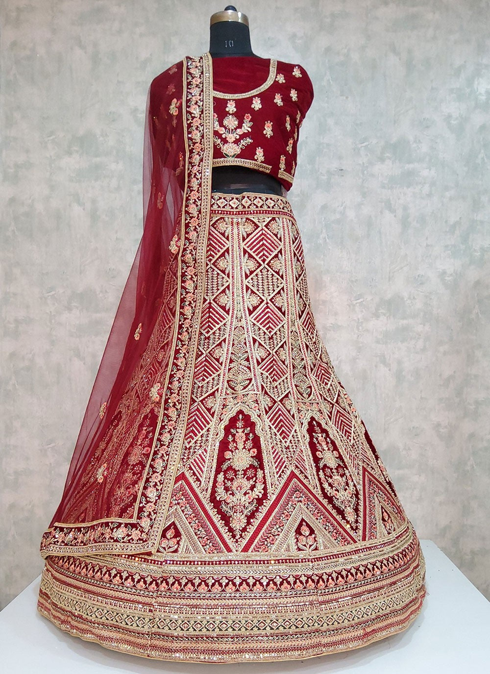 Embroidered Velvet A - Line Lehenga - L1961