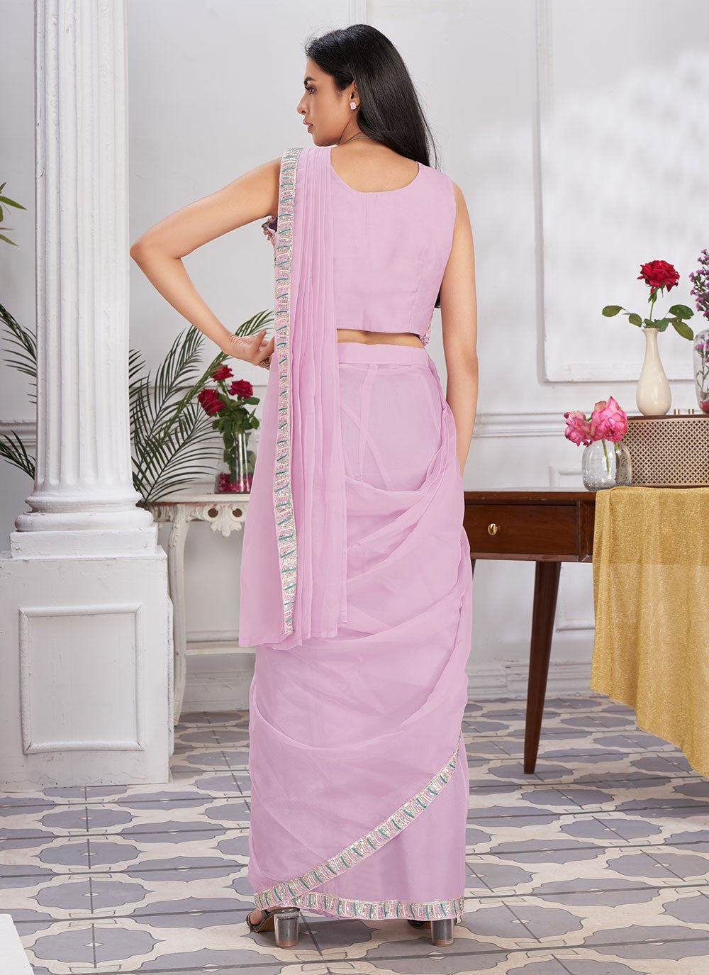 Classic Embroidered Georgette Saree - S6628