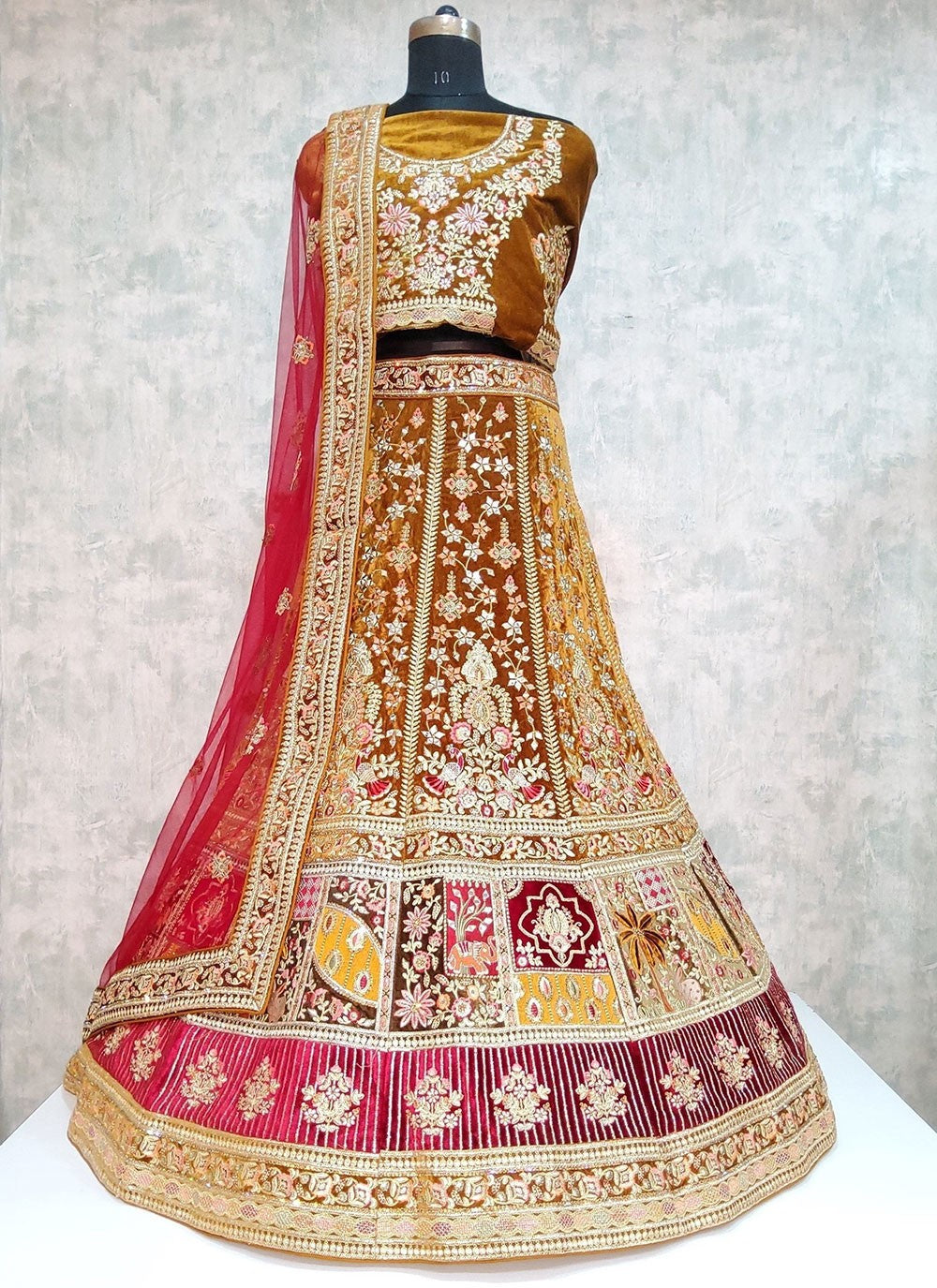 Embroidered Velvet A - Line Lehenga - L1919