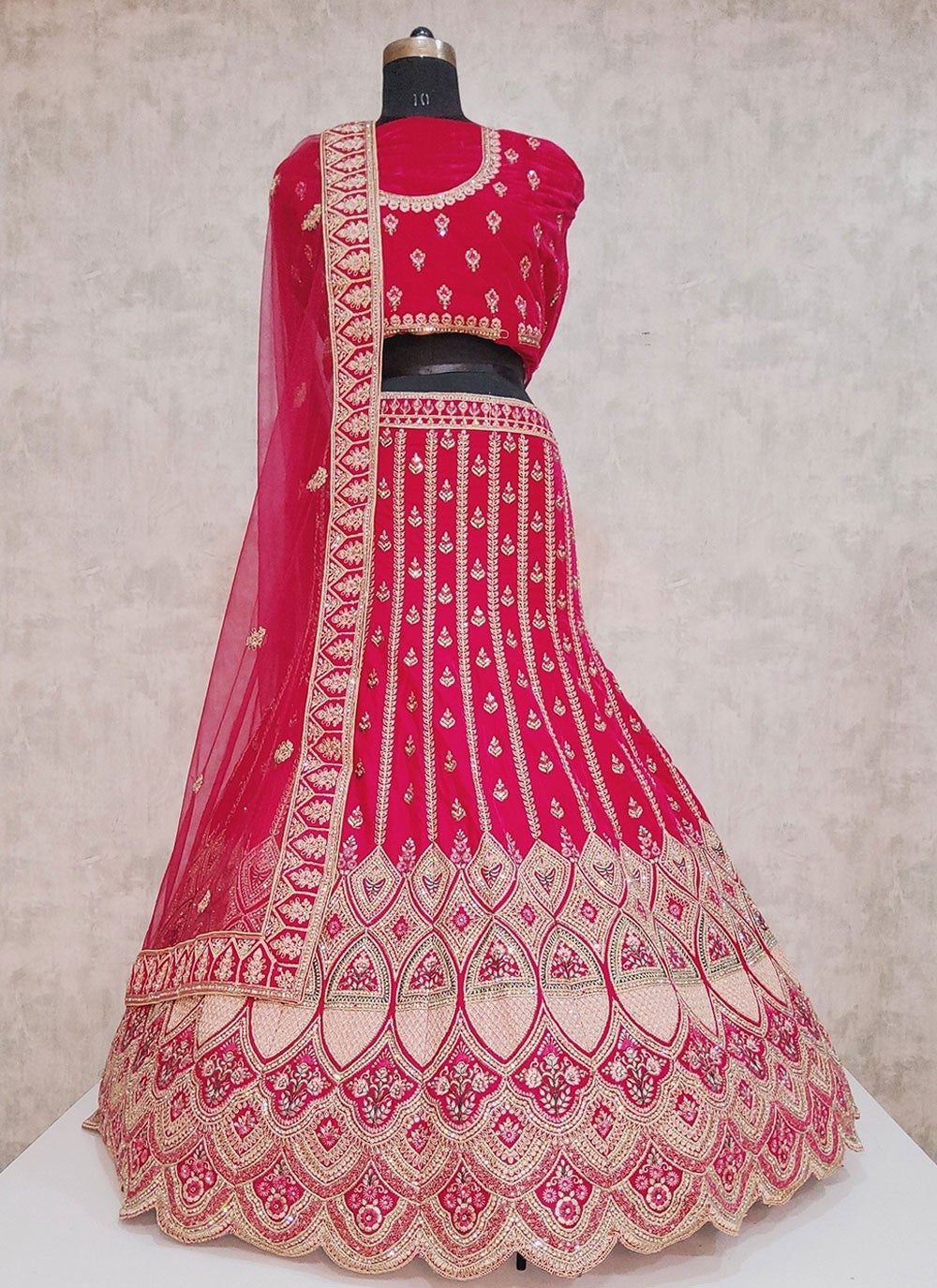 Embroidered Velvet A - Line Lehenga - L1919