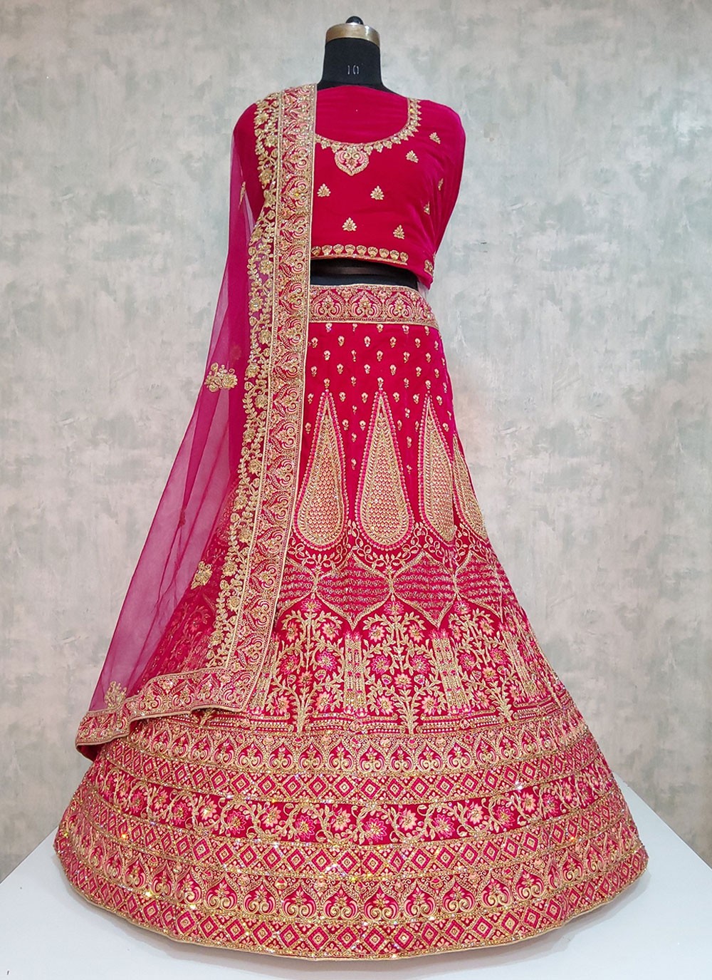 Embroidered Velvet A - Line Lehenga - L1961