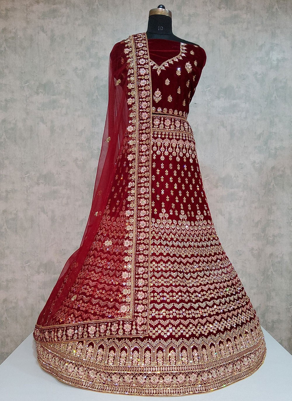 Embroidered Velvet A - Line Lehenga - L1919