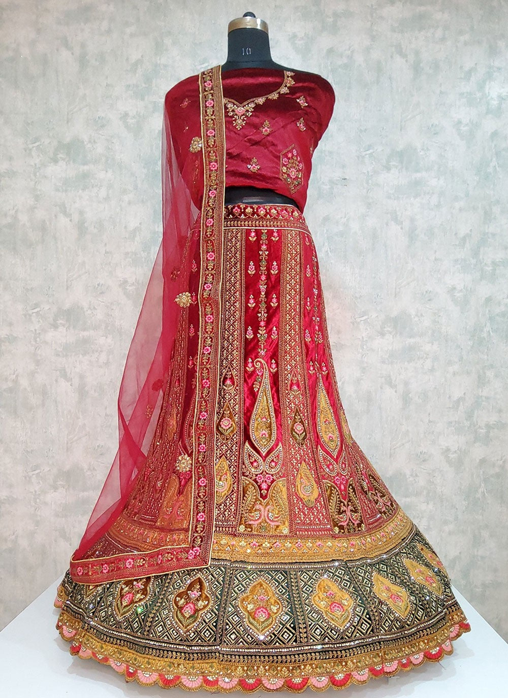 Embroidered Velvet A - Line Lehenga - L1919