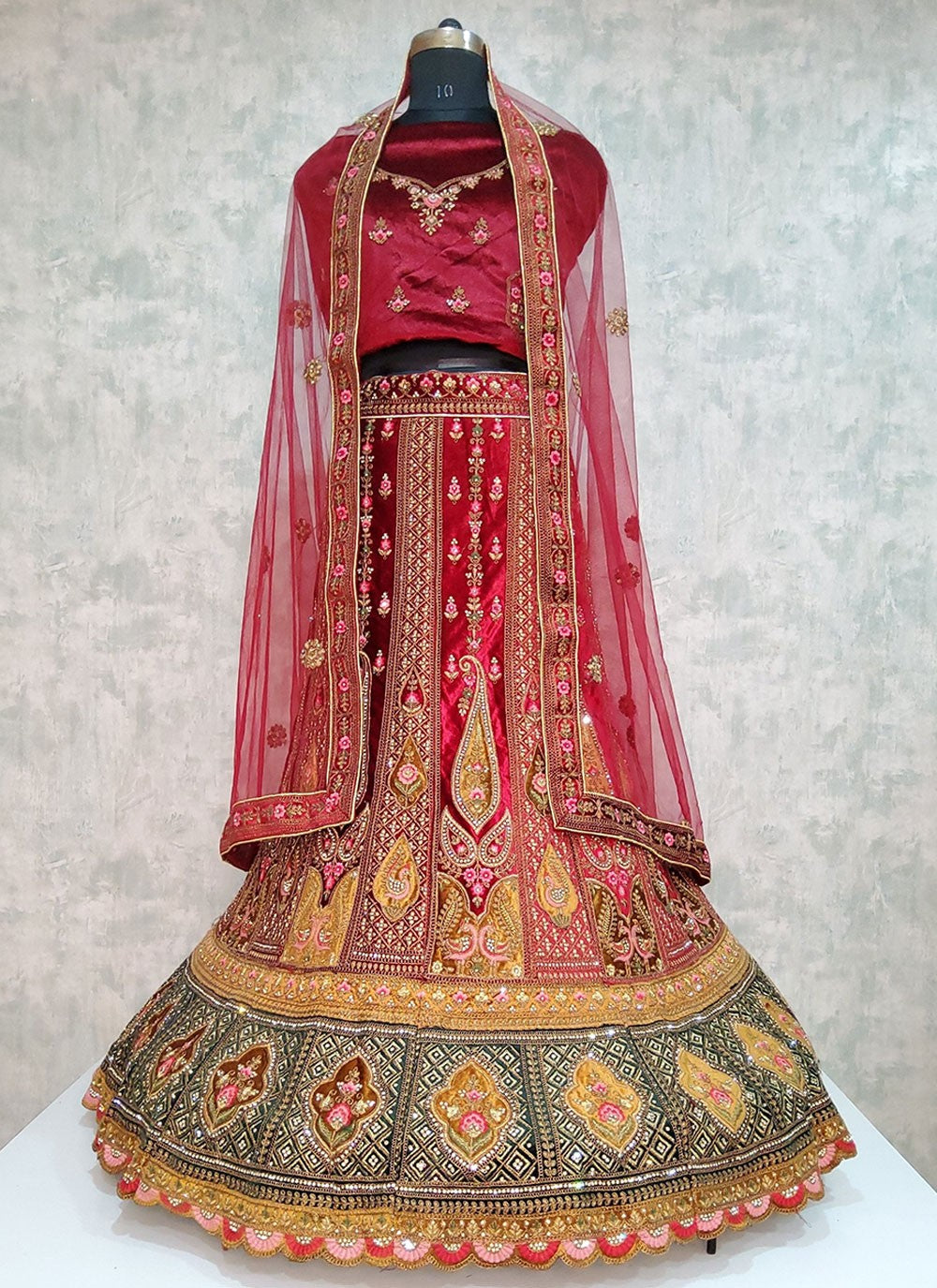 Embroidered Velvet A - Line Lehenga - L1919