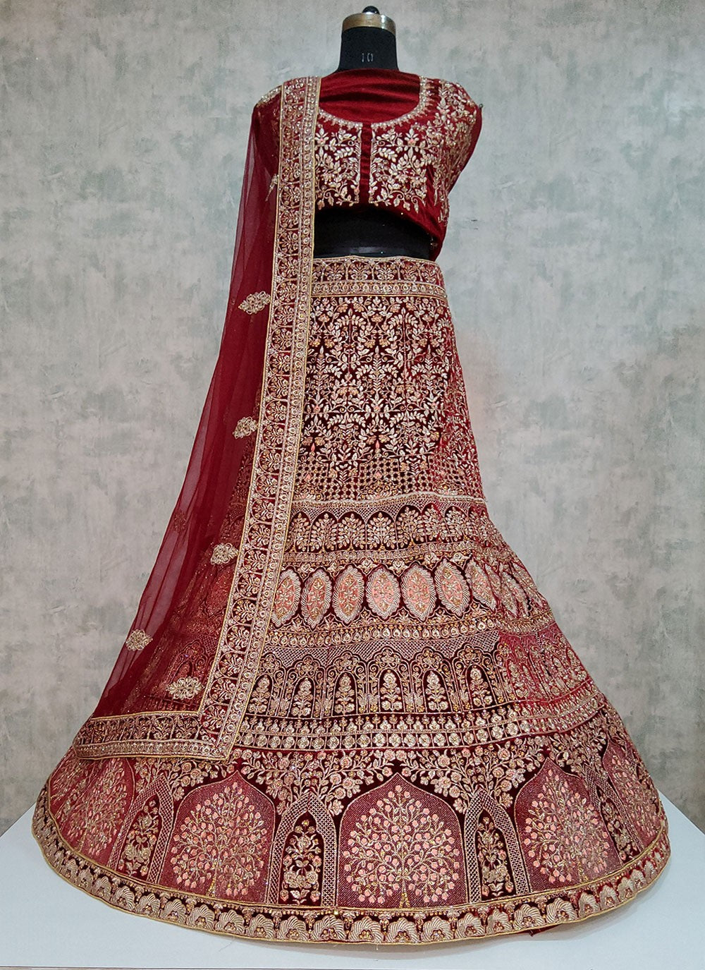 Embroidered Velvet A - Line Lehenga - L1919