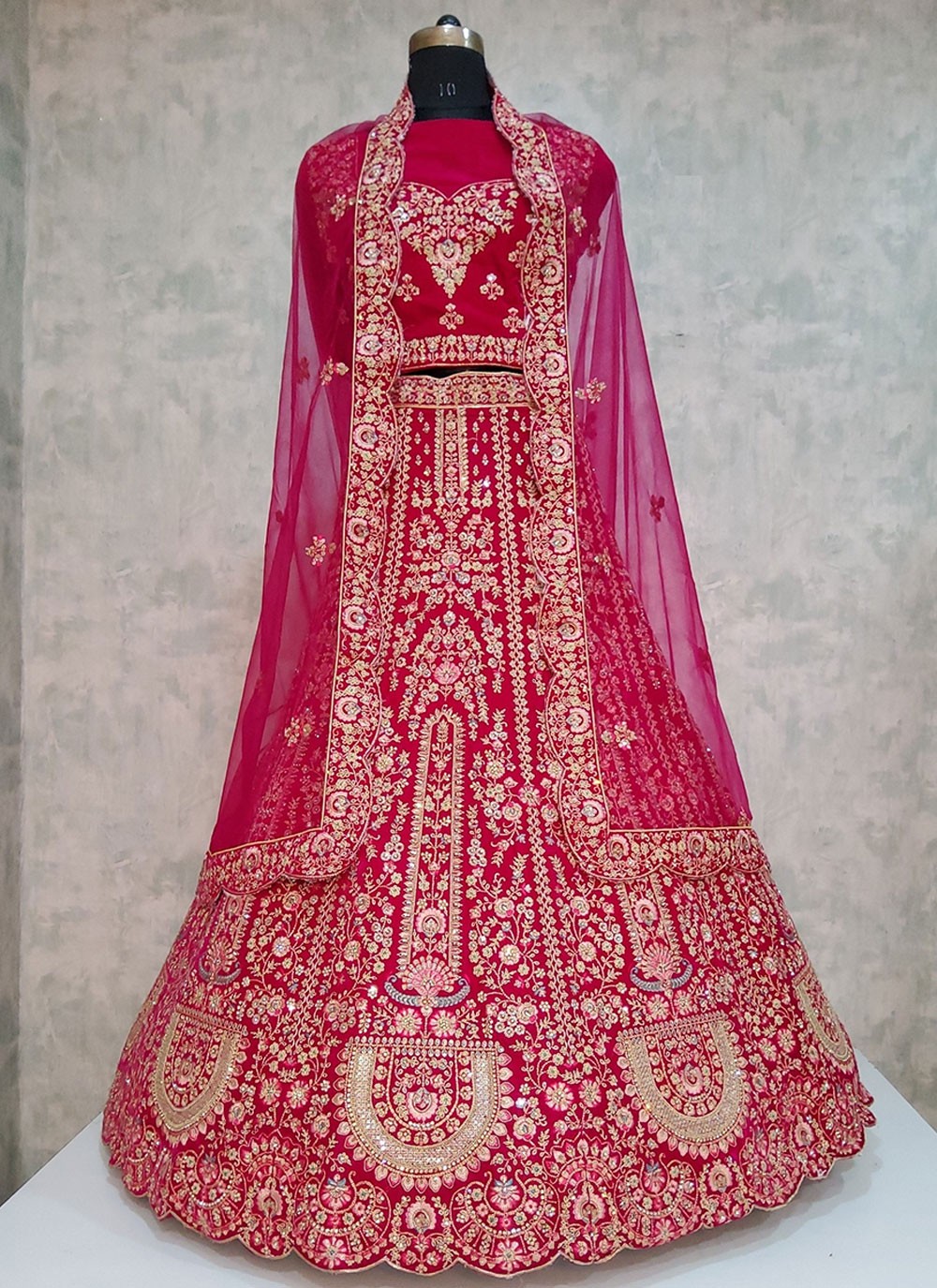 Embroidered Velvet A - Line Lehenga - L1919