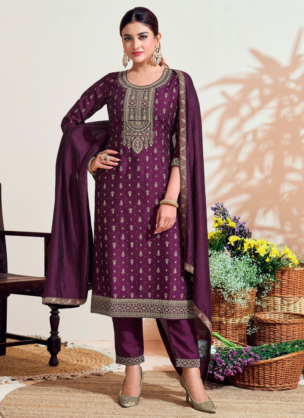 Vichitra Silk Salwar Suit - T2689