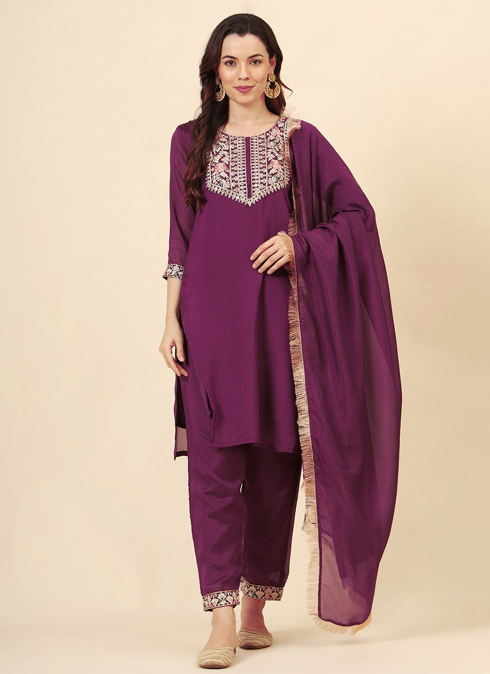 Vichitra Silk Pant Style Suit - T3465