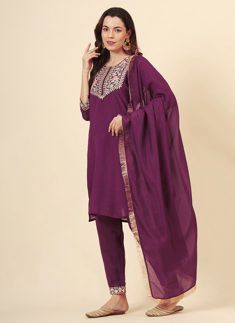 Vichitra Silk Pant Style Suit - T3465