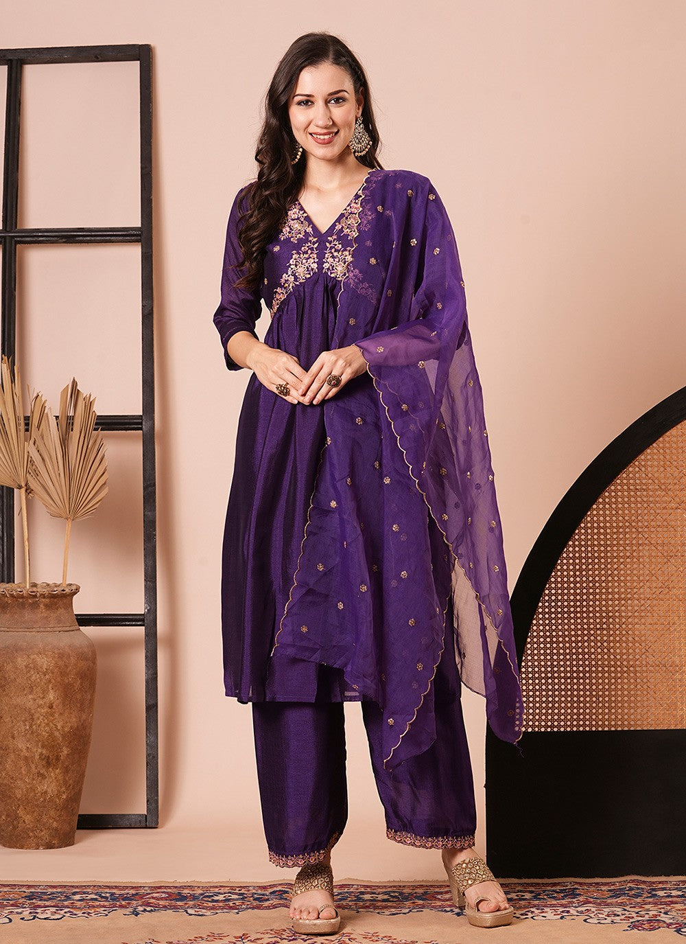 Chanderi Salwar Suit - T4168