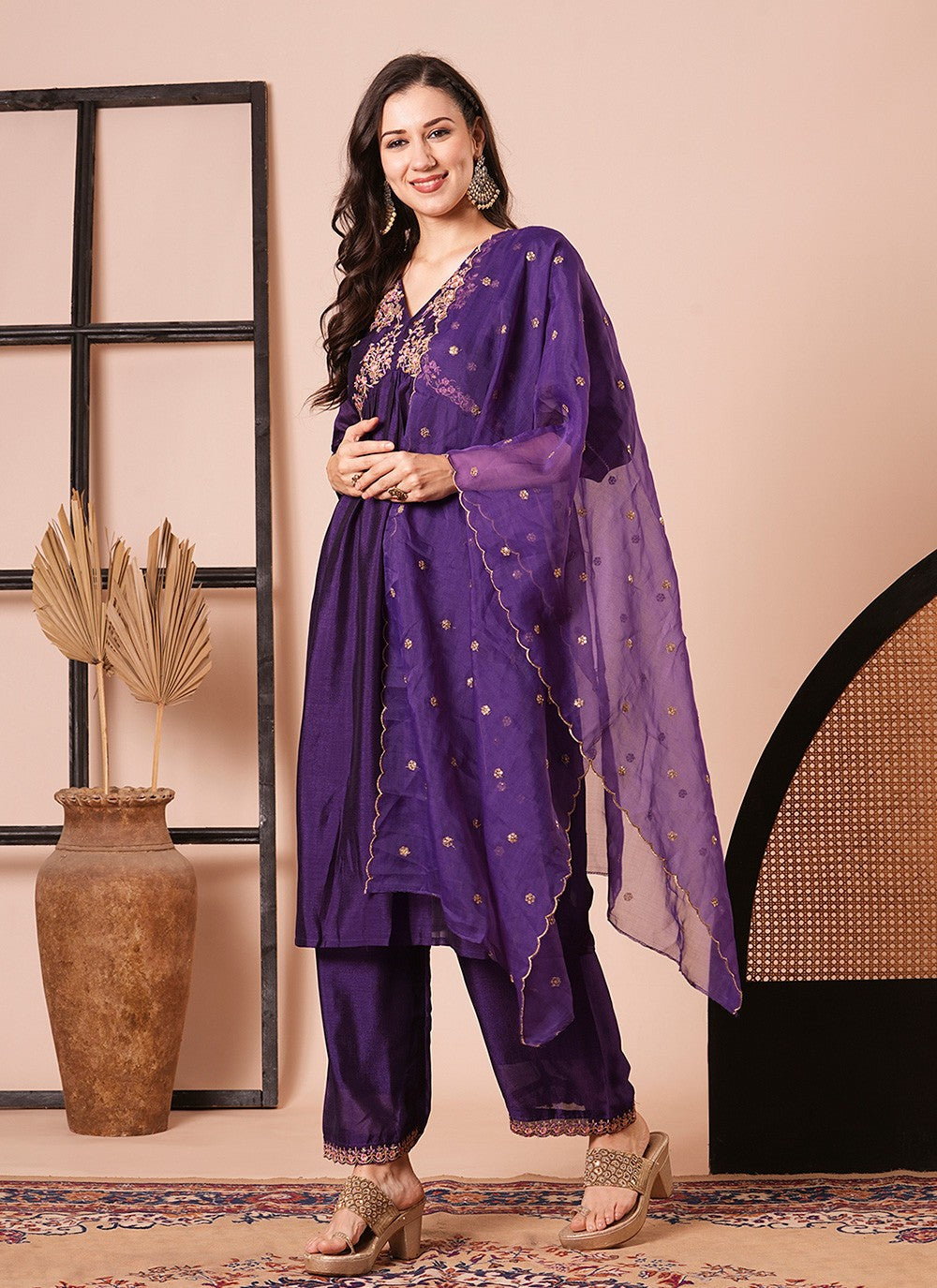 Chanderi Salwar Suit - T4168