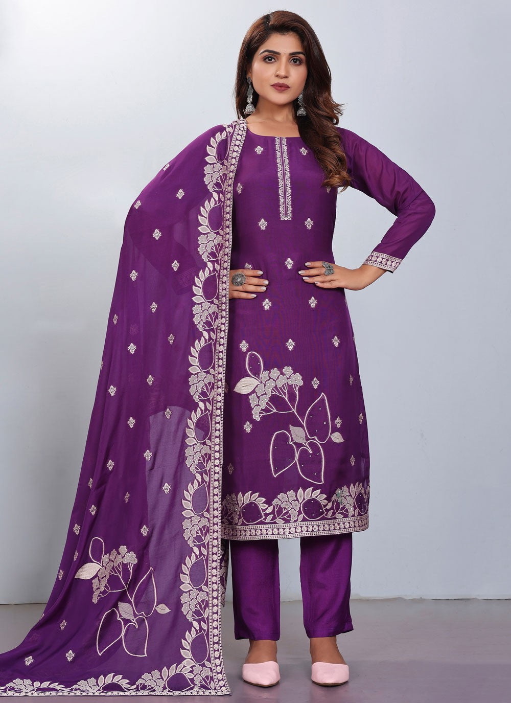 Jacquard, Viscose Salwar Suit - T2229