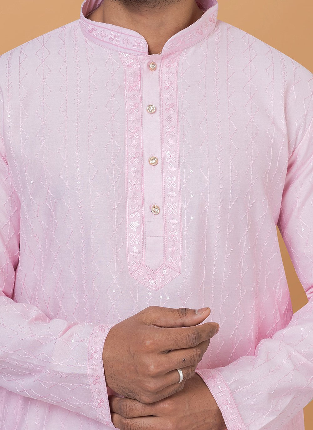 Embroidered Cotton , Viscose Pink Kurta Pyjama - M6346