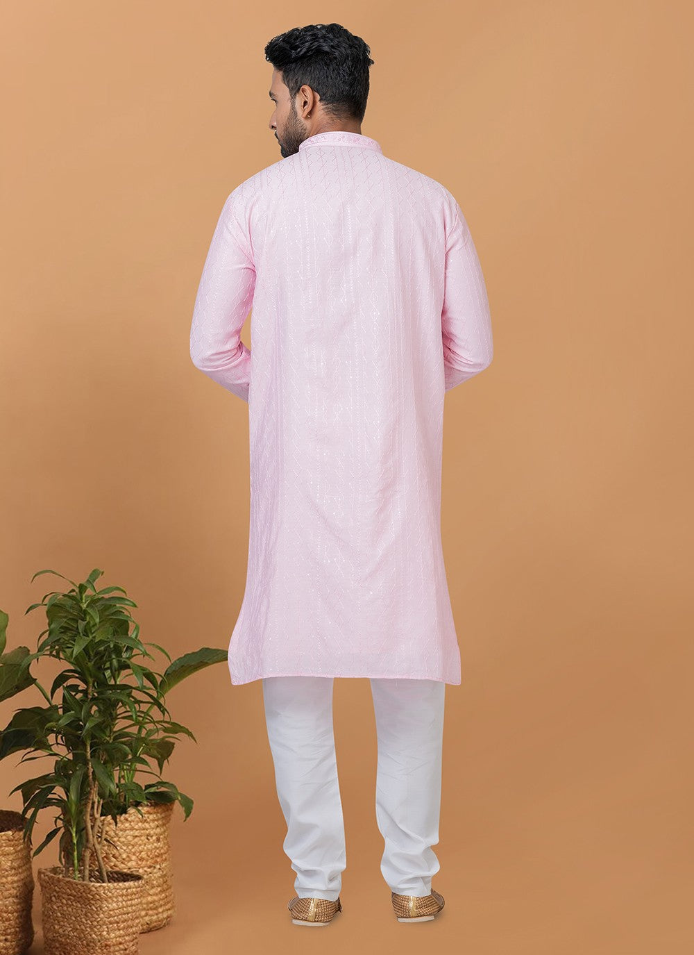 Embroidered Cotton , Viscose Pink Kurta Pyjama - M6346