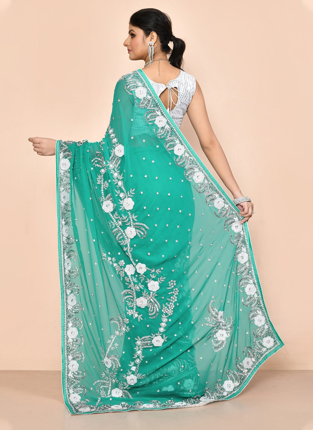 Classic Embroidered Georgette Saree - S3574