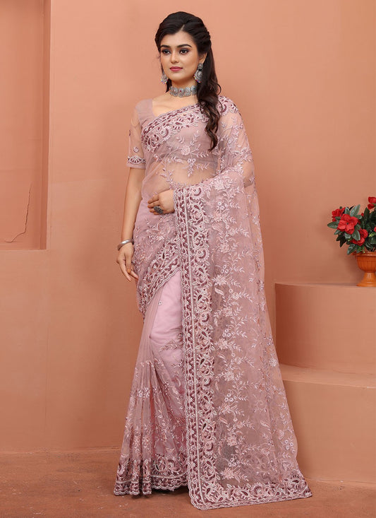 Contemporary Embroidered Net Saree - S1516