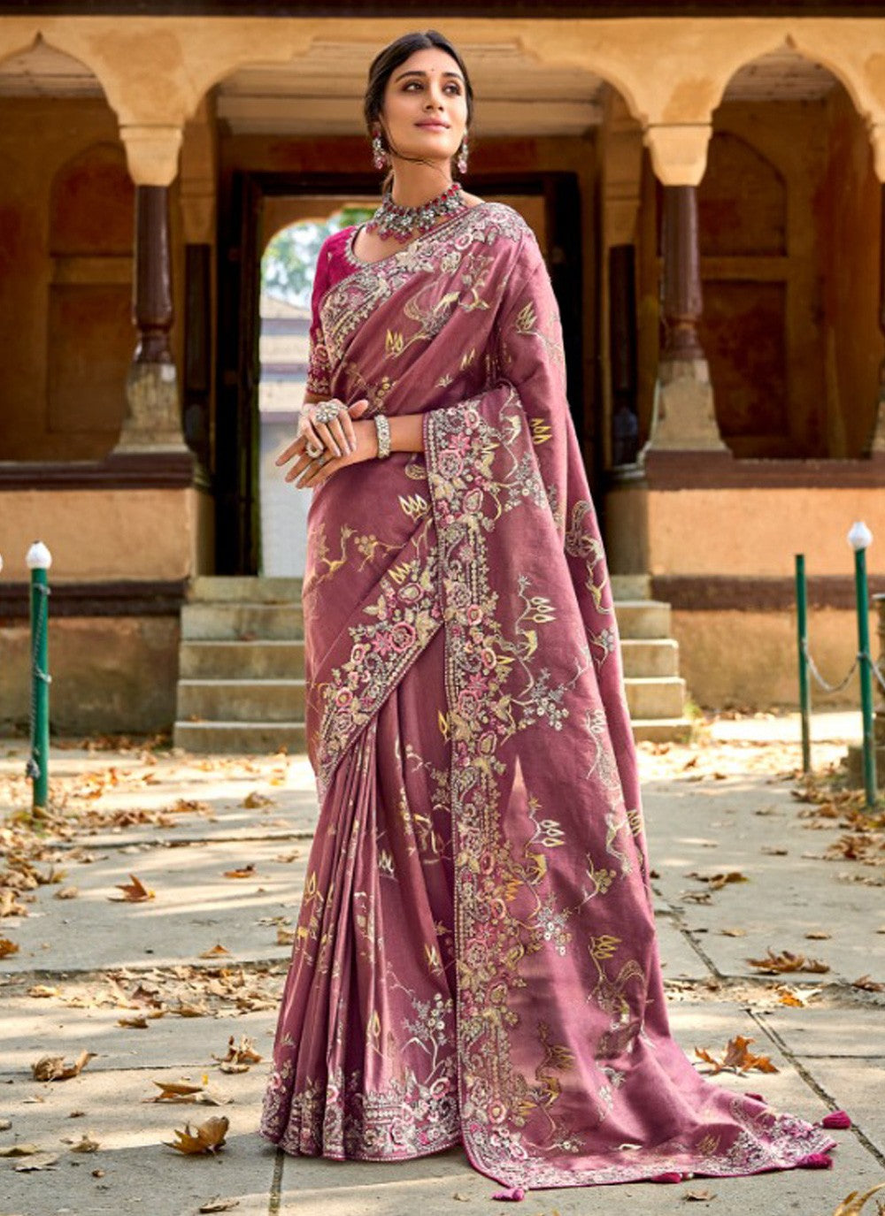 Classic Embroidered Silk Saree - S3890