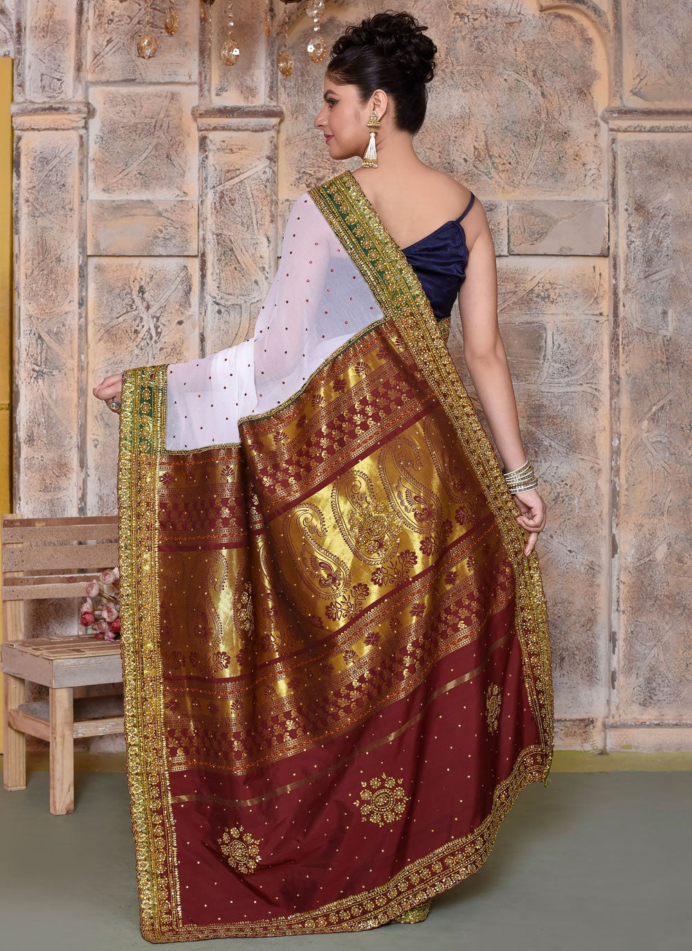 Classic Embroidered Net Saree - S7828